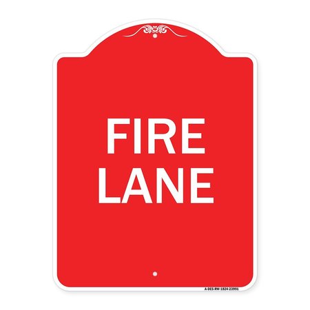 SIGNMISSION Designer Series Sign-Fire Lane Supplementary, Red & White Aluminum Sign, 18" x 24", RW-1824-23991 A-DES-RW-1824-23991
